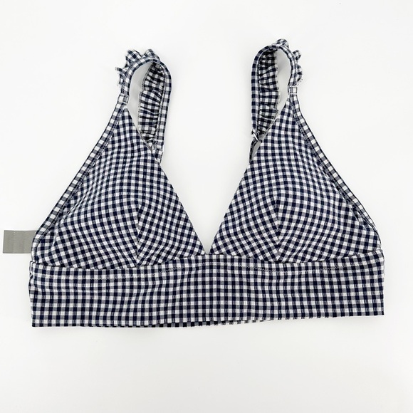 aerie Other - NWT Aerie Frill Strap Gingham Blue and White Bikini Top